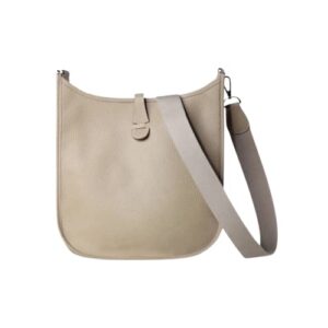 cinq boutique – women leather crossbody fashion shoulder bag designer purse with adjustable strap – beige cream color