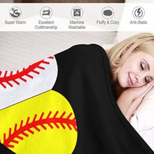 Funny Ball Mom Softball Baseball Flannel Throw Blanket Soft & Cozy Couch Blankets Warm Sofa Chair Throw Blankets Home Decor 40"x60"