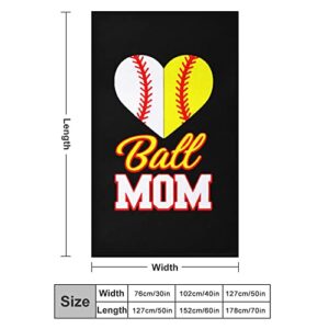 Funny Ball Mom Softball Baseball Flannel Throw Blanket Soft & Cozy Couch Blankets Warm Sofa Chair Throw Blankets Home Decor 40"x60"