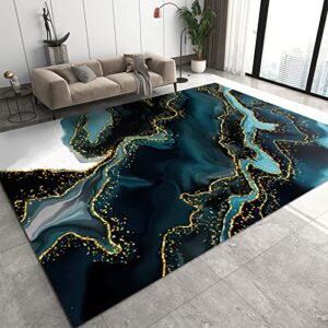 golden green oil painting area rugs, watercolor art carpet, porch mat fuzzy plush soft shaggy non-skid apply to family and pet farmhouse bedroom area,3×4ft/90*120cm
