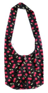sae99 cotton cross body shoulder sling handmade bag (black cherry)