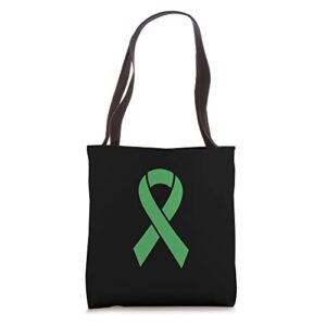 non-hodgkin lymphoma awareness green ribbon support tote bag