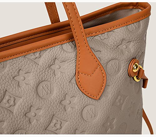 MBETA First Layer Cowhide Tote Bag Women's Fashion Casual Large Capacity one Shoulder Shopping Bag Retro Embossing Handbag