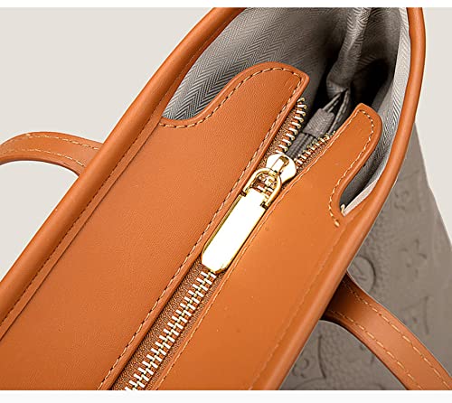 MBETA First Layer Cowhide Tote Bag Women's Fashion Casual Large Capacity one Shoulder Shopping Bag Retro Embossing Handbag