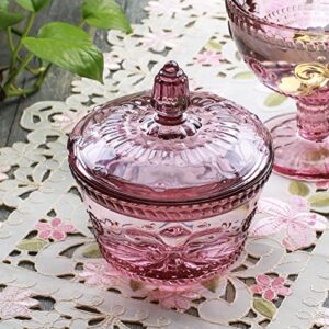 MASSJOY Set of 2 European Retro Nostalgic 3D Relief Purple Glass Jar Candy Jar Seasoning Jar with Lid