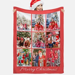 Custom Blanket Christmas Blanket,Personalized Gift Personalized Christmas Blanket With Photo Text,Picture Collage Customized Blanket For Christmas New Year,Customized Photo Gift Custom Xmas Present