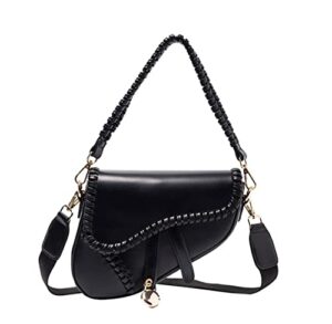 cozyonme women’s fashion saddle bag shoulder bag purse handbag crossbody bag holiday gift (black)
