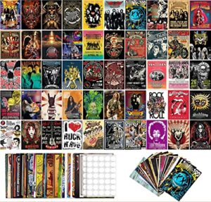 vintage rock band wall collage kit,70pcs music posters album cover,4x6”retro nirvana poster concert wall aesthetic pictures,queen vintage room decor for room aesthetic 70s 80s 90s decor