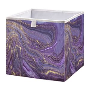 kigai purple marble abstract cube storage bins – 11x11x11 in large foldable cubes organizer storage basket for home office, nursery, shelf, closet