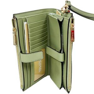 Michael Kors Jet Set Travel Double Zip Phone Wristlet Wallet Light Sage Green