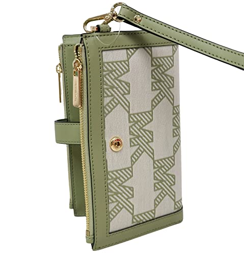 Michael Kors Jet Set Travel Double Zip Phone Wristlet Wallet Light Sage Green