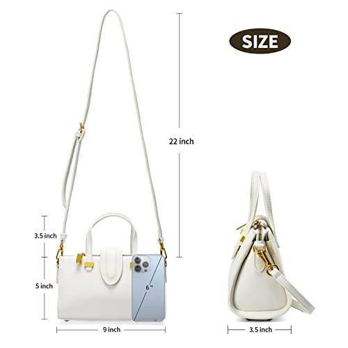 Women Handbags Small Top Handle Satchel Shoulder Bag White PU Leather