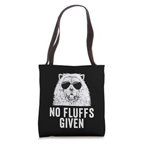 funny no fluffs given chow chow dog mom dad tote bag