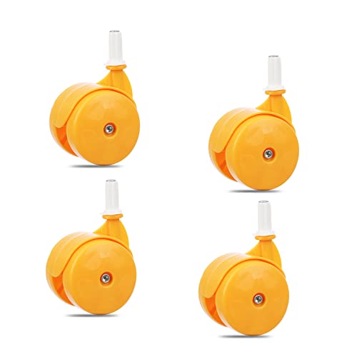 BAYWYI Baby Walker Replacement Wheels, Set of 4, Baby Walker Accessories, Plastic Wheels Casters, Universal Wheels (Yellow), 4.0 Count