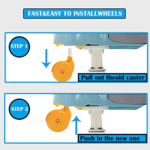 BAYWYI Baby Walker Replacement Wheels, Set of 4, Baby Walker Accessories, Plastic Wheels Casters, Universal Wheels (Yellow), 4.0 Count