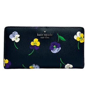 Kate Spade Darcy Large Slim Bifold Wallet Pansy Toss Blazer Blue Multi Floral