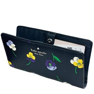 Kate Spade Darcy Large Slim Bifold Wallet Pansy Toss Blazer Blue Multi Floral