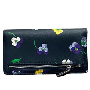 Kate Spade Darcy Large Slim Bifold Wallet Pansy Toss Blazer Blue Multi Floral