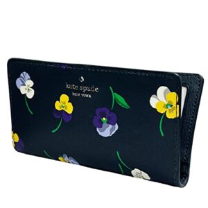 Kate Spade Darcy Large Slim Bifold Wallet Pansy Toss Blazer Blue Multi Floral