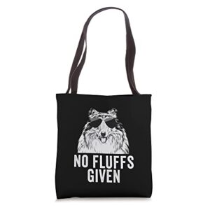 funny no fluffs given rough collie dog mom dad tote bag