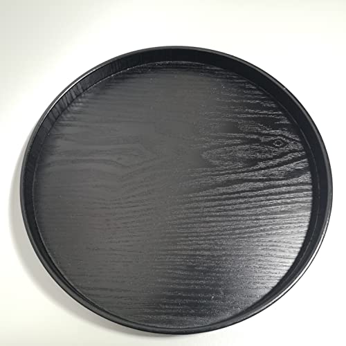 Round Black Serving Tray Decorative Platter Wood Display Tray Nice Living Room Holder Kitchen Table Coaster Counter Simple Attractive Tray 30cm