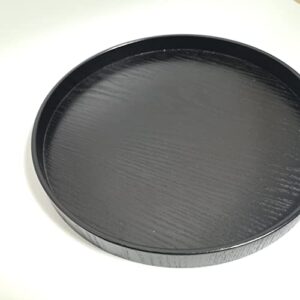 Round Black Serving Tray Decorative Platter Wood Display Tray Nice Living Room Holder Kitchen Table Coaster Counter Simple Attractive Tray 30cm