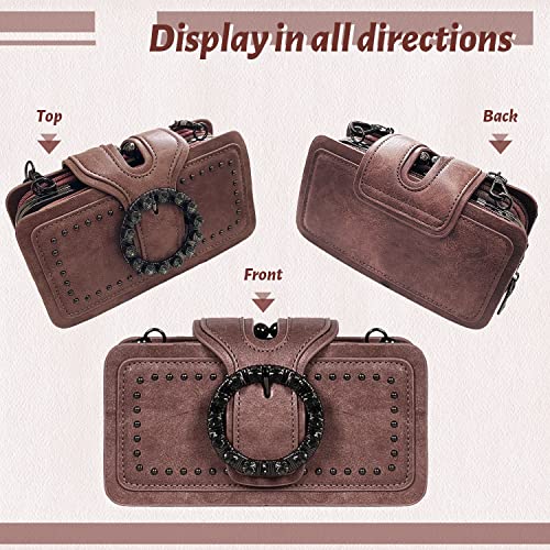 Emprier Square Small Satchel Clutch Purse for Women Cell Phone crossbody Bag Rivet Evening Handbag