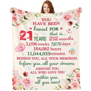 brithhaha 21st birthday gifts for her- 21 years blanket 60″x50″- 21 funny gift idea- 21 year old birthday gifts- gifts for 21 year old female women girl bestie sister- 21st birthday gift ideas