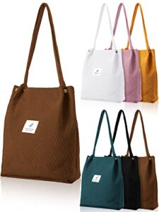sweetude 6 pieces corduroy bags for women tote bag with pockets corduroy underarm bag women’s shoulder handbags big capacity shopping bag