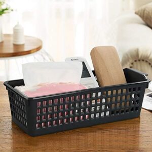 Bblina Slim Storage Baskets, Small Plastic Organizing Bins Set of 6, Black