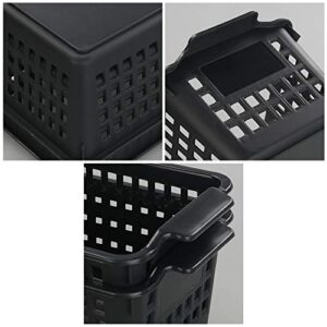 Bblina Slim Storage Baskets, Small Plastic Organizing Bins Set of 6, Black