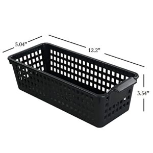 Bblina Slim Storage Baskets, Small Plastic Organizing Bins Set of 6, Black