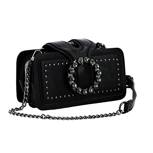 Emprier Square Small Satchel Clutch Purse for Women Cell Phone crossbody Bag Rivet Evening Handbag