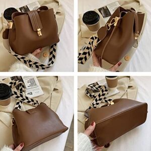 Women Shoulder Bags PU Leather Cute Hobo Tote Handbag Cossbody Purse with Buckle Closure