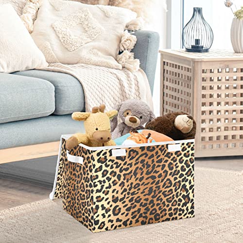 WELLDAY Sexy Leopard Grain Storage Baskets Foldable Cube Storage Bin with Lids and Handle, 16.5x12.6x11.8 In Storage Boxes for Toys, Shelves, Closet, Bedroom, Nursery