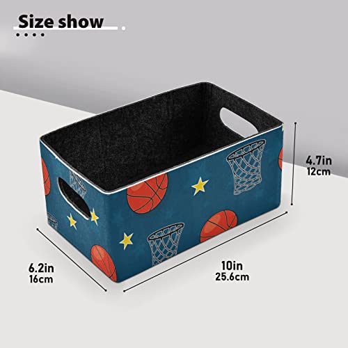 susiyo Basketball Theme Storage Basket, 2 Pack Felt Storage Bin Collapsible Organizer for Office Closet