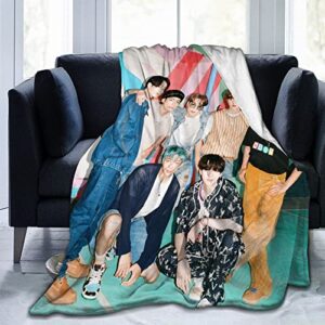 kpop throws flannel blankets for girls women gifts ultra-soft fleece blanket comfy warmer decor bedding couch sofa camp blankets for kids adults korean fans(a) 40x50 inch