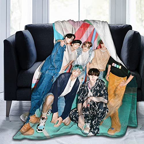 Kpop Throws Flannel Blankets for Girls Women Gifts Ultra-Soft Fleece Blanket Comfy Warmer Decor Bedding Couch Sofa Camp Blankets for Kids Adults Korean Fans(A) 40X50 Inch