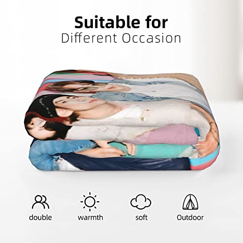 Kpop Throws Flannel Blankets for Girls Women Gifts Ultra-Soft Fleece Blanket Comfy Warmer Decor Bedding Couch Sofa Camp Blankets for Kids Adults Korean Fans(A) 40X50 Inch