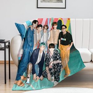 Kpop Throws Flannel Blankets for Girls Women Gifts Ultra-Soft Fleece Blanket Comfy Warmer Decor Bedding Couch Sofa Camp Blankets for Kids Adults Korean Fans(A) 40X50 Inch