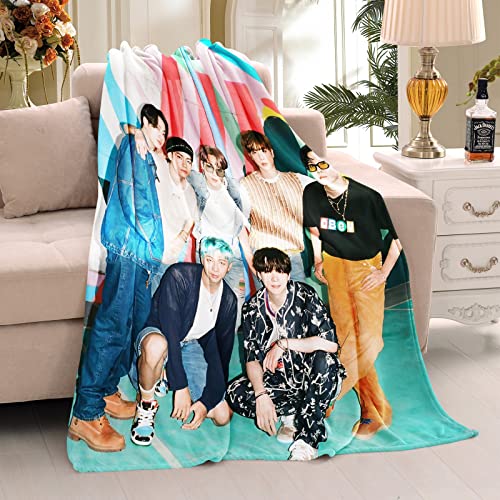 Kpop Throws Flannel Blankets for Girls Women Gifts Ultra-Soft Fleece Blanket Comfy Warmer Decor Bedding Couch Sofa Camp Blankets for Kids Adults Korean Fans(A) 40X50 Inch