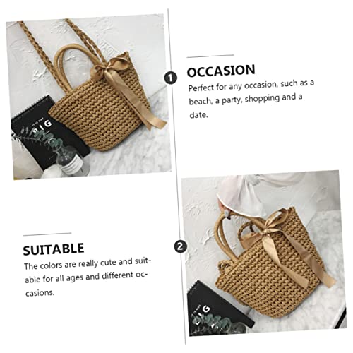 VALICLUD 1pc with Shopping Girls Beach Travel Single Crochet Bags Purses Women- Rattan Woven Cross- Clutch Body Straw for Cross-body Crossbody Storage Shoulder Bag Large Zipper Tote