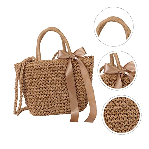 VALICLUD 1pc with Shopping Girls Beach Travel Single Crochet Bags Purses Women- Rattan Woven Cross- Clutch Body Straw for Cross-body Crossbody Storage Shoulder Bag Large Zipper Tote