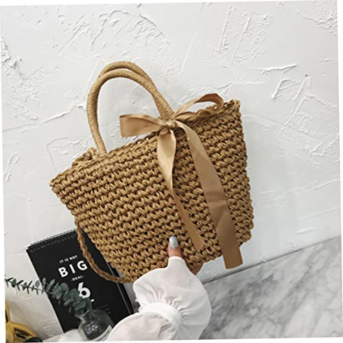 VALICLUD 1pc with Shopping Girls Beach Travel Single Crochet Bags Purses Women- Rattan Woven Cross- Clutch Body Straw for Cross-body Crossbody Storage Shoulder Bag Large Zipper Tote