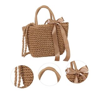 VALICLUD 1pc with Shopping Girls Beach Travel Single Crochet Bags Purses Women- Rattan Woven Cross- Clutch Body Straw for Cross-body Crossbody Storage Shoulder Bag Large Zipper Tote