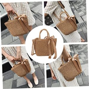 VALICLUD 1pc with Shopping Girls Beach Travel Single Crochet Bags Purses Women- Rattan Woven Cross- Clutch Body Straw for Cross-body Crossbody Storage Shoulder Bag Large Zipper Tote