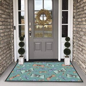 Area Rugs Living Room Bedroom Nursery Room Door Entrance Home Decoration Green Seamless Bow tie Watercolor for a Wedding Vintage a tie for Non-Slip Washable Carpet Floor Mats for Indoor Outdoor