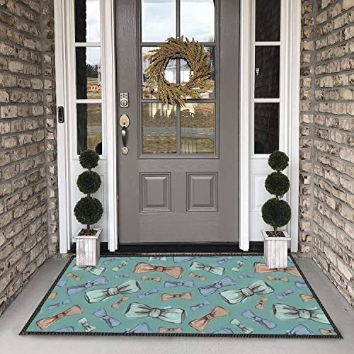 Area Rugs Living Room Bedroom Nursery Room Door Entrance Home Decoration Green Seamless Bow tie Watercolor for a Wedding Vintage a tie for Non-Slip Washable Carpet Floor Mats for Indoor Outdoor