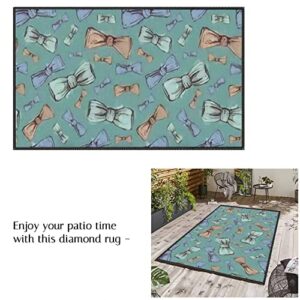 Area Rugs Living Room Bedroom Nursery Room Door Entrance Home Decoration Green Seamless Bow tie Watercolor for a Wedding Vintage a tie for Non-Slip Washable Carpet Floor Mats for Indoor Outdoor