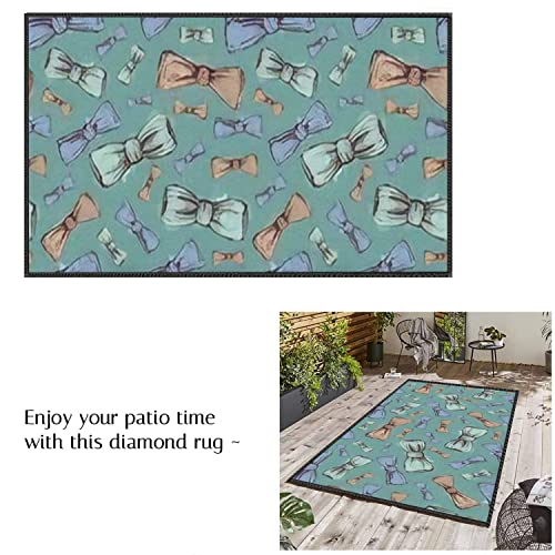 Area Rugs Living Room Bedroom Nursery Room Door Entrance Home Decoration Green Seamless Bow tie Watercolor for a Wedding Vintage a tie for Non-Slip Washable Carpet Floor Mats for Indoor Outdoor